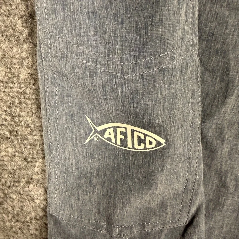 AFTCO Fishing Board Shorts Men 38 Blue Polyester Blend Stretch Cargo Pockets